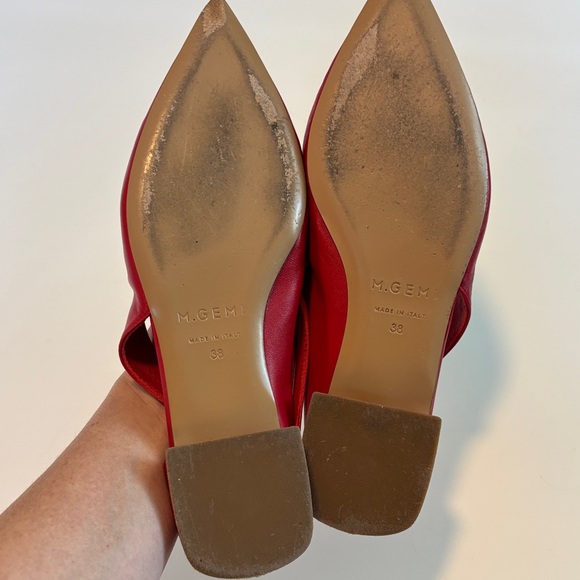 M. Gemi Red Pointed Slingback Leather Flats 7.5 Italy Leather Luxe - Picture 4 of 10
